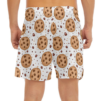 Sweet Cookie Pattern Print Men's Split Running Shorts