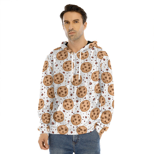 Sweet Cookie Pattern Print Men's Velvet Pullover Hoodie