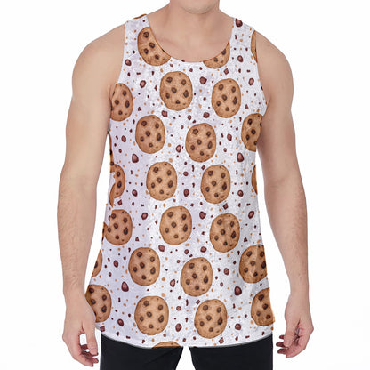 Sweet Cookie Pattern Print Men's Velvet Tank Top
