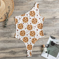 Sweet Cookie Pattern Print One Shoulder Bodysuit