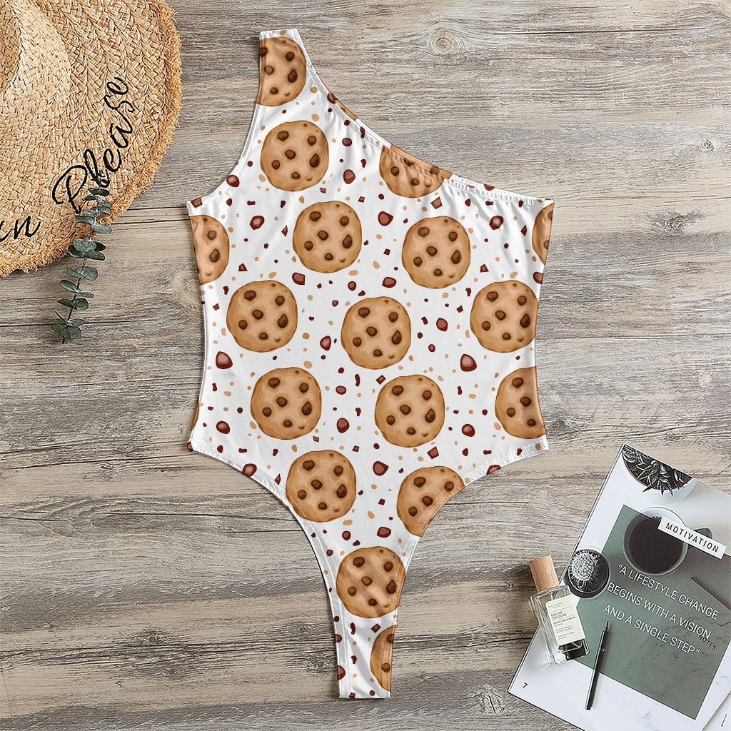 Sweet Cookie Pattern Print One Shoulder Bodysuit