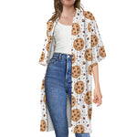 Sweet Cookie Pattern Print Open Front Beach Cover Up