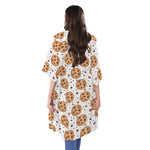 Sweet Cookie Pattern Print Open Front Beach Cover Up