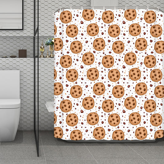 Sweet Cookie Pattern Print Polyester Shower Curtain
