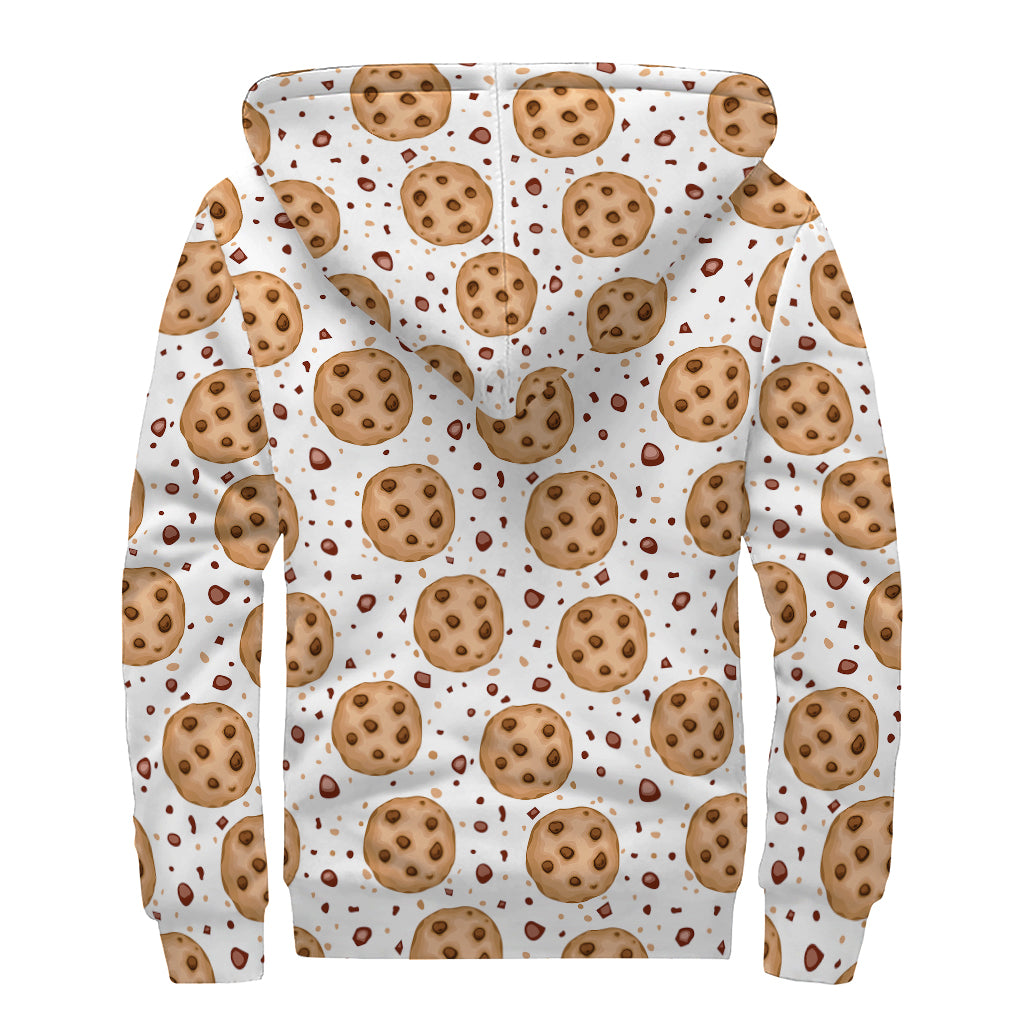 Sweet Cookie Pattern Print Sherpa Lined Zip Up Hoodie