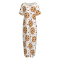 Sweet Cookie Pattern Print Short Sleeve Long Nightdress