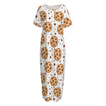 Sweet Cookie Pattern Print Short Sleeve Long Nightdress