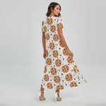Sweet Cookie Pattern Print Short Sleeve Maxi Dress