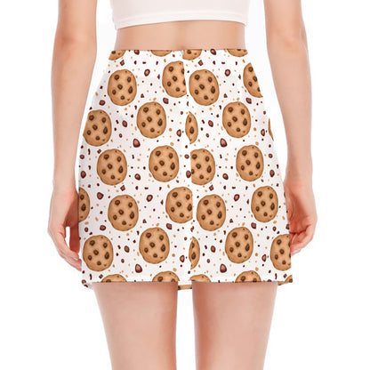 Sweet Cookie Pattern Print Side Slit Mini Skirt