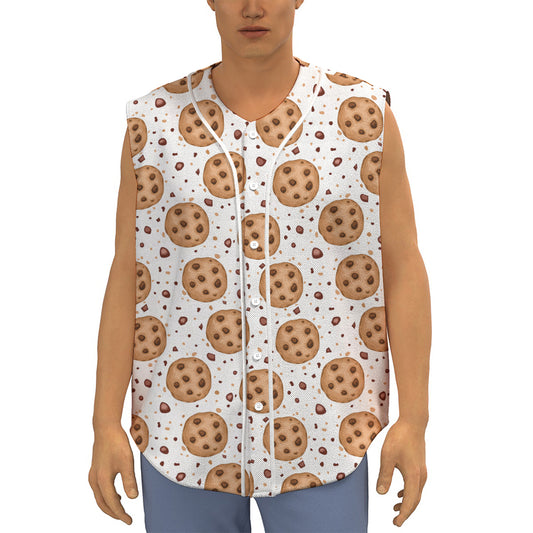 Sweet Cookie Pattern Print Sleeveless Baseball Jersey