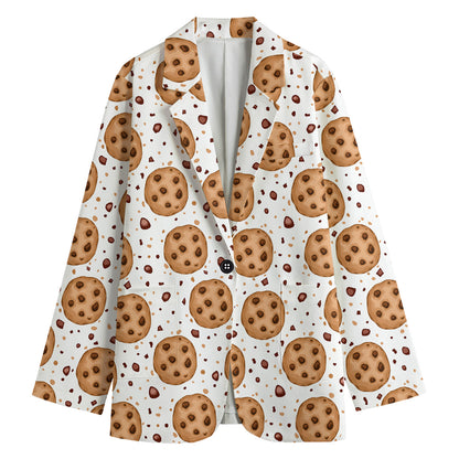 Sweet Cookie Pattern Print Women's Cotton Blazer