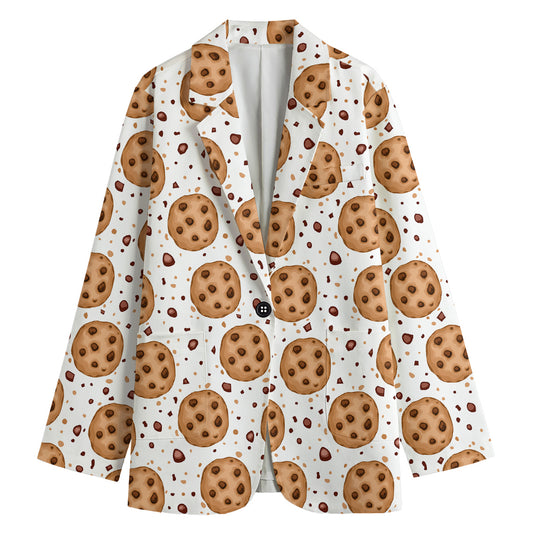 Sweet Cookie Pattern Print Women's Cotton Blazer