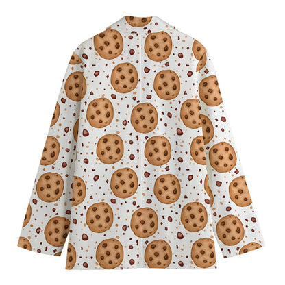 Sweet Cookie Pattern Print Women's Cotton Blazer
