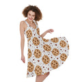 Sweet Cookie Pattern Print Sleeveless Knee Length Dress