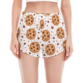 Sweet Cookie Pattern Print Women's Split Running Shorts