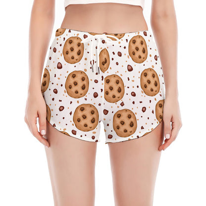 Sweet Cookie Pattern Print Women's Split Running Shorts