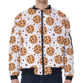 Sweet Cookie Pattern Print Zip Sleeve Bomber Jacket