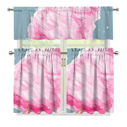 Sweet Cotton Candy Print 3 Piece Kitchen Curtains