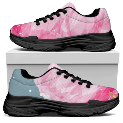 Sweet Cotton Candy Print Black Chunky Shoes