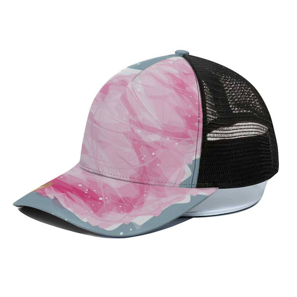 Sweet Cotton Candy Print Black Mesh Trucker Cap