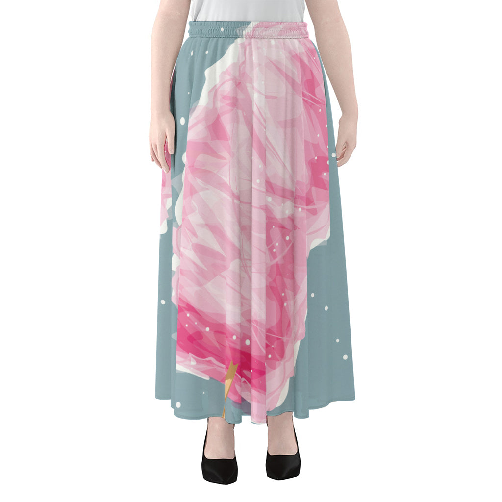 Sweet Cotton Candy Print Chiffon Maxi Skirt