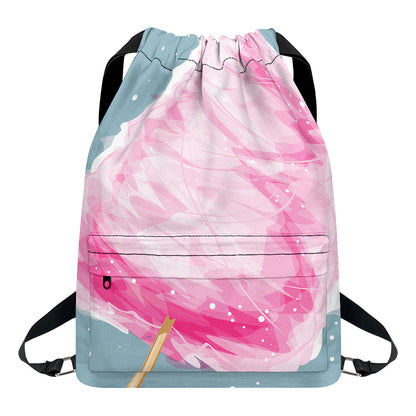 Sweet Cotton Candy Print Drawstring Backpack