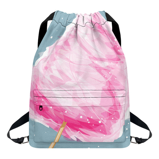 Sweet Cotton Candy Print Drawstring Backpack