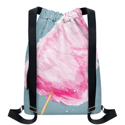 Sweet Cotton Candy Print Drawstring Backpack