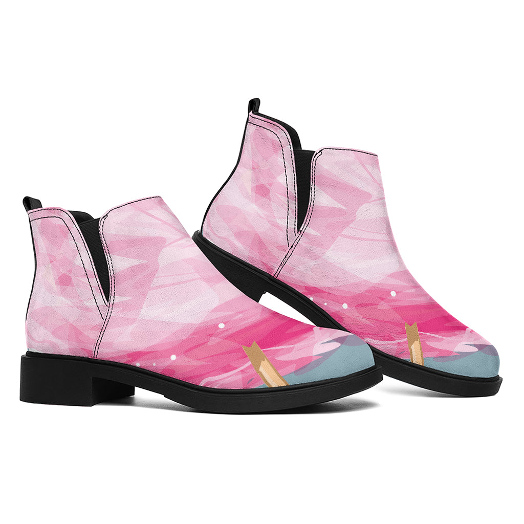 Sweet Cotton Candy Print Flat Ankle Boots