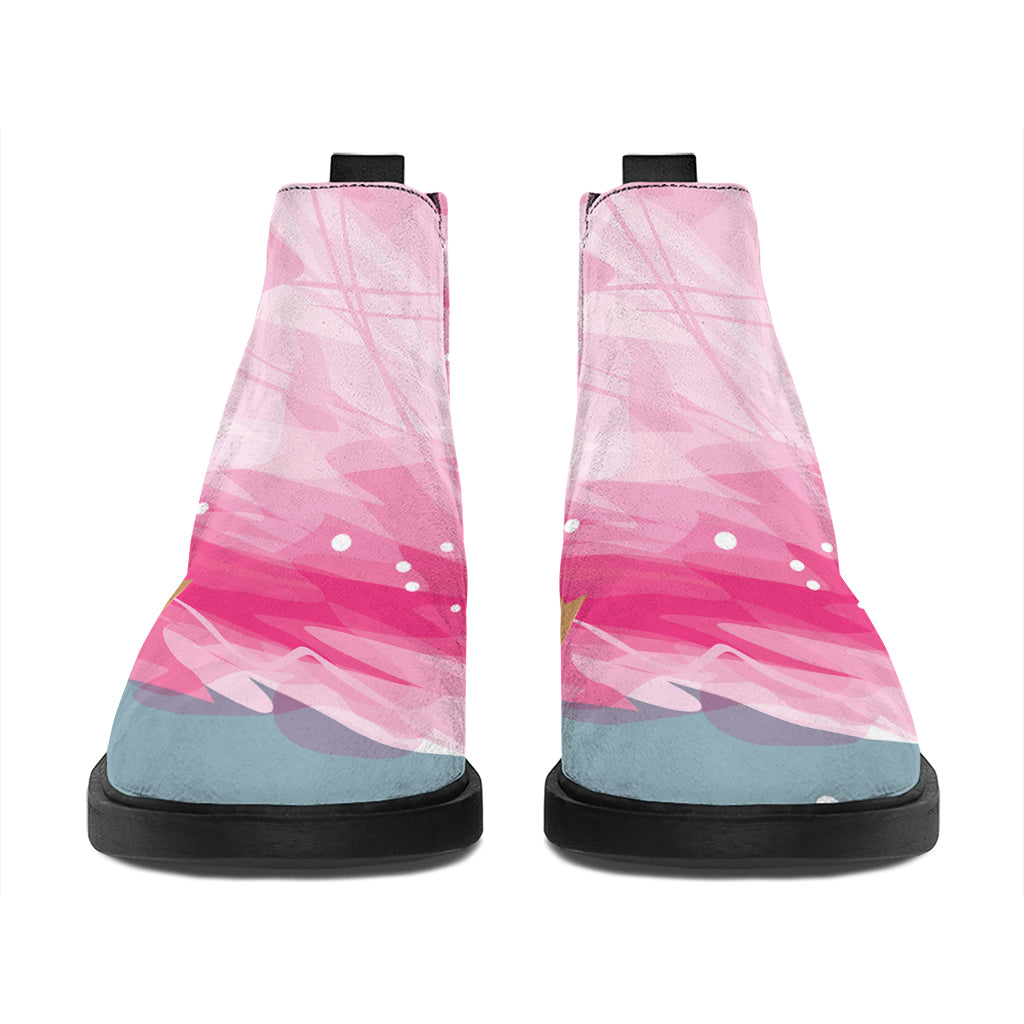 Sweet Cotton Candy Print Flat Ankle Boots