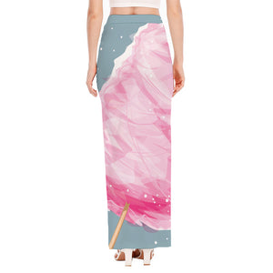 Sweet Cotton Candy Print High Slit Maxi Skirt