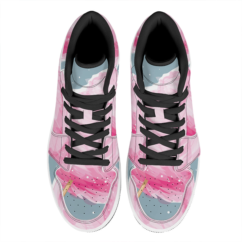 Sweet Cotton Candy Print High Top Leather Sneakers