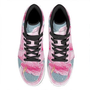 Sweet Cotton Candy Print High Top Leather Sneakers