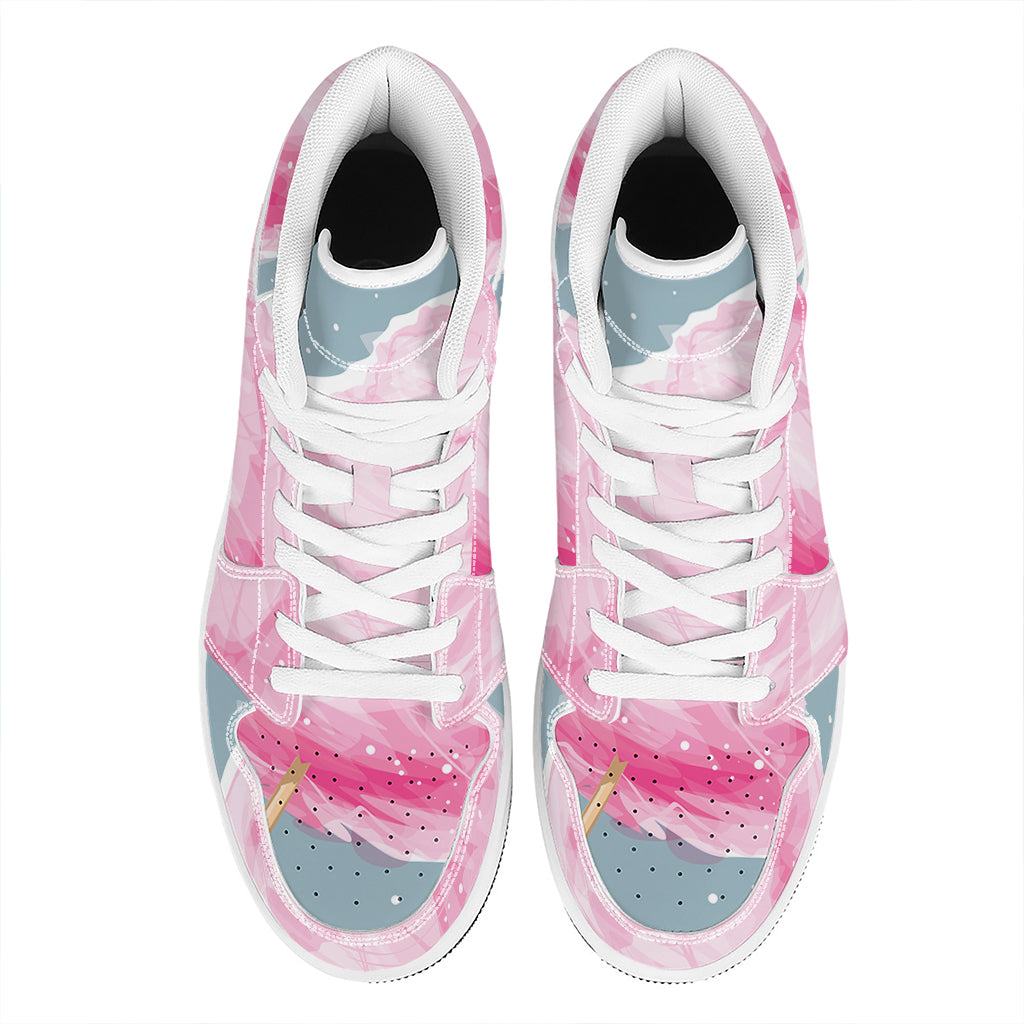 Sweet Cotton Candy Print High Top Leather Sneakers