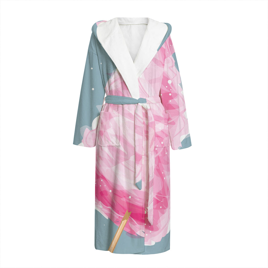 Sweet Cotton Candy Print Hooded Bathrobe