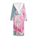 Sweet Cotton Candy Print Hooded Bathrobe