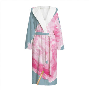 Sweet Cotton Candy Print Hooded Bathrobe