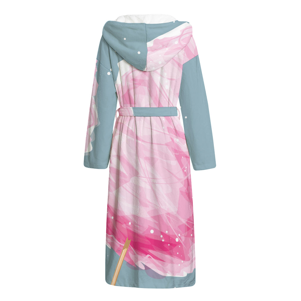 Sweet Cotton Candy Print Hooded Bathrobe