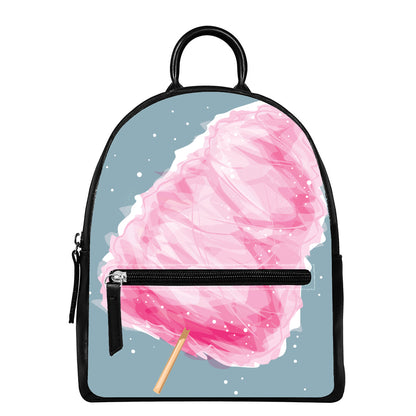 Sweet Cotton Candy Print Leather Backpack