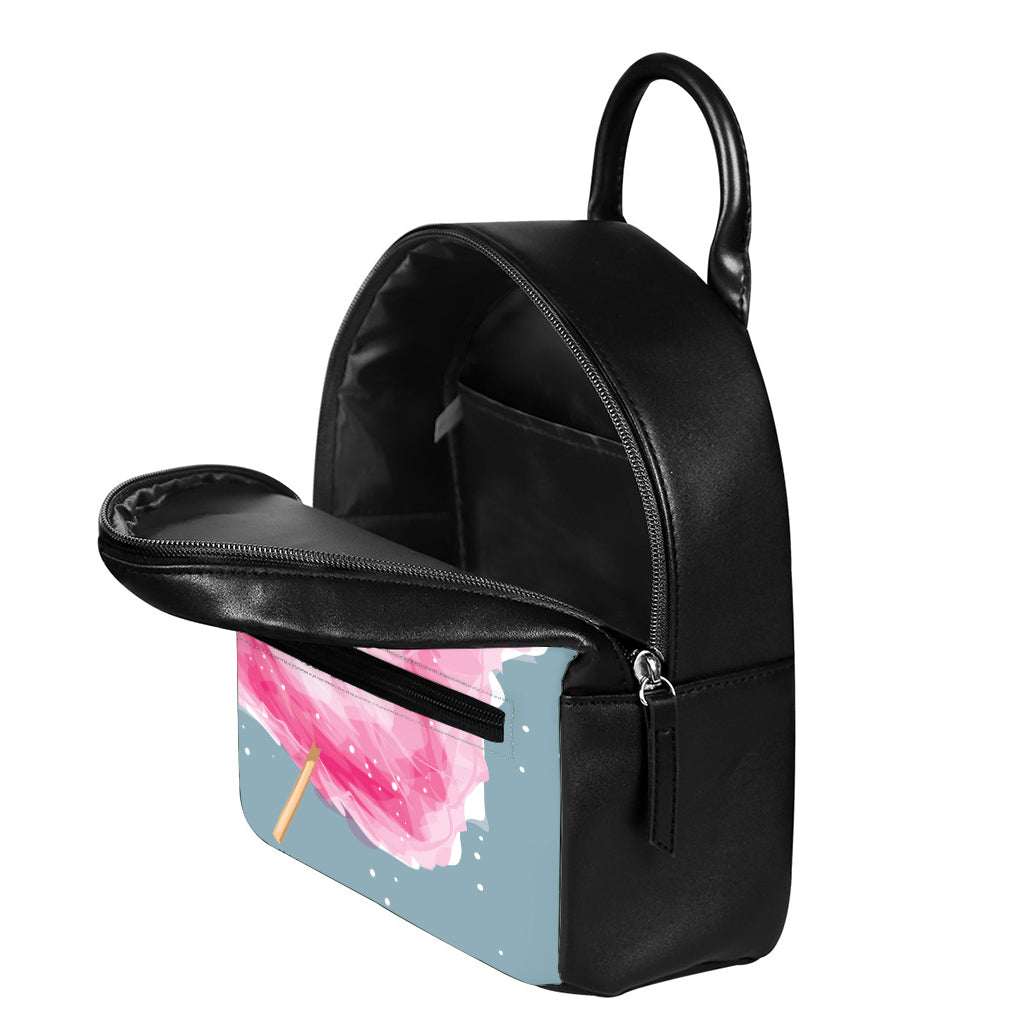 Sweet Cotton Candy Print Leather Backpack