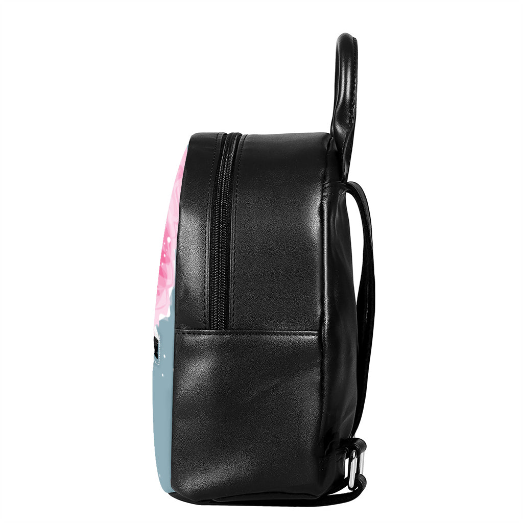 Sweet Cotton Candy Print Leather Backpack