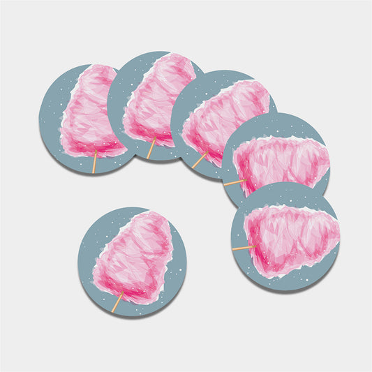 Sweet Cotton Candy Print Leather Coaster Set