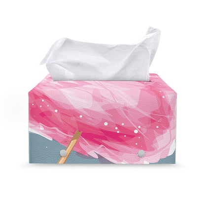 Sweet Cotton Candy Print Leather Tissue Box Cover