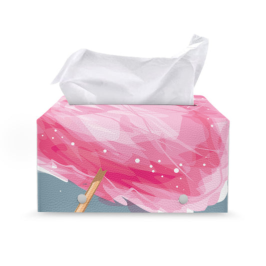 Sweet Cotton Candy Print Leather Tissue Box Cover