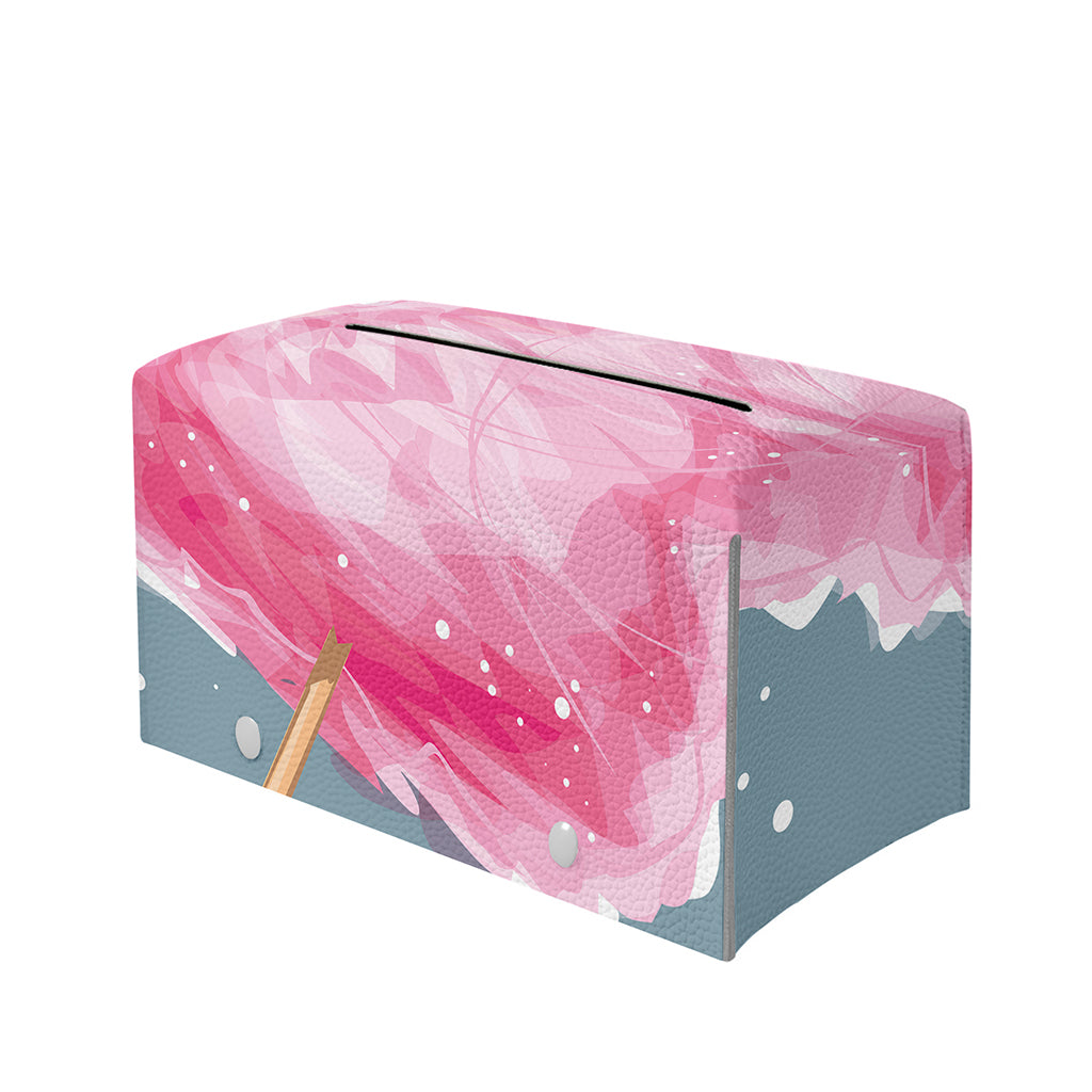 Sweet Cotton Candy Print Leather Tissue Box Cover