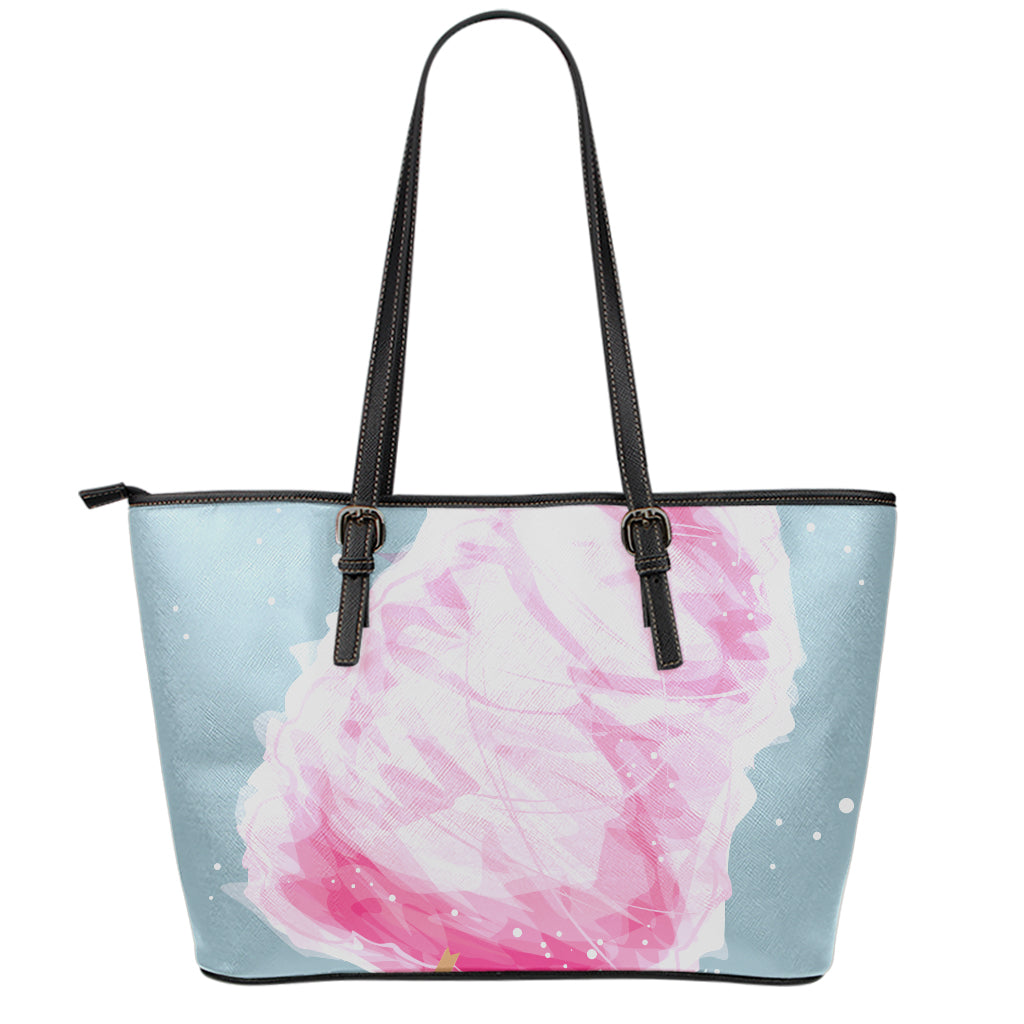 Sweet Cotton Candy Print Leather Tote Bag