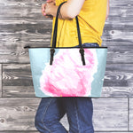 Sweet Cotton Candy Print Leather Tote Bag