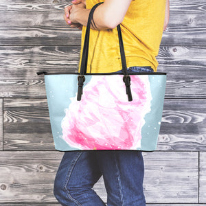 Sweet Cotton Candy Print Leather Tote Bag