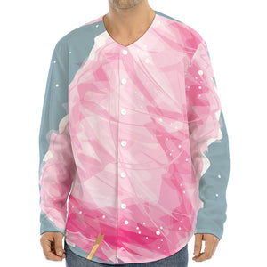 Sweet Cotton Candy Print Long Sleeve Baseball Jersey