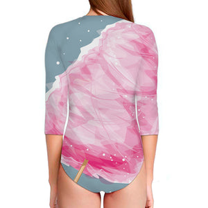 Sweet Cotton Candy Print Long Sleeve Swimsuit